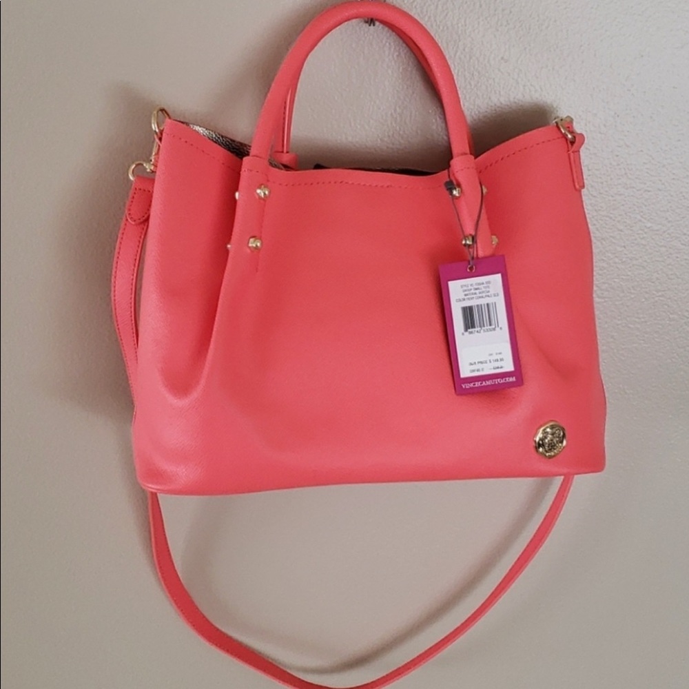 NWT Vince Camuto Coral Leather Satchel Handbag